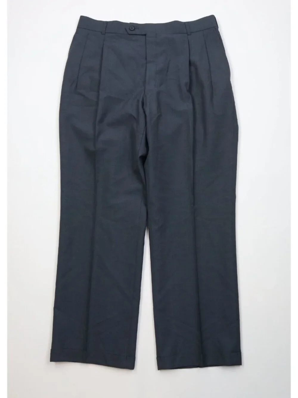 Vintage 90s Streetwear Mens 44R 2 Piece Suit Wool Plaid Blue Wide Leg 34x30